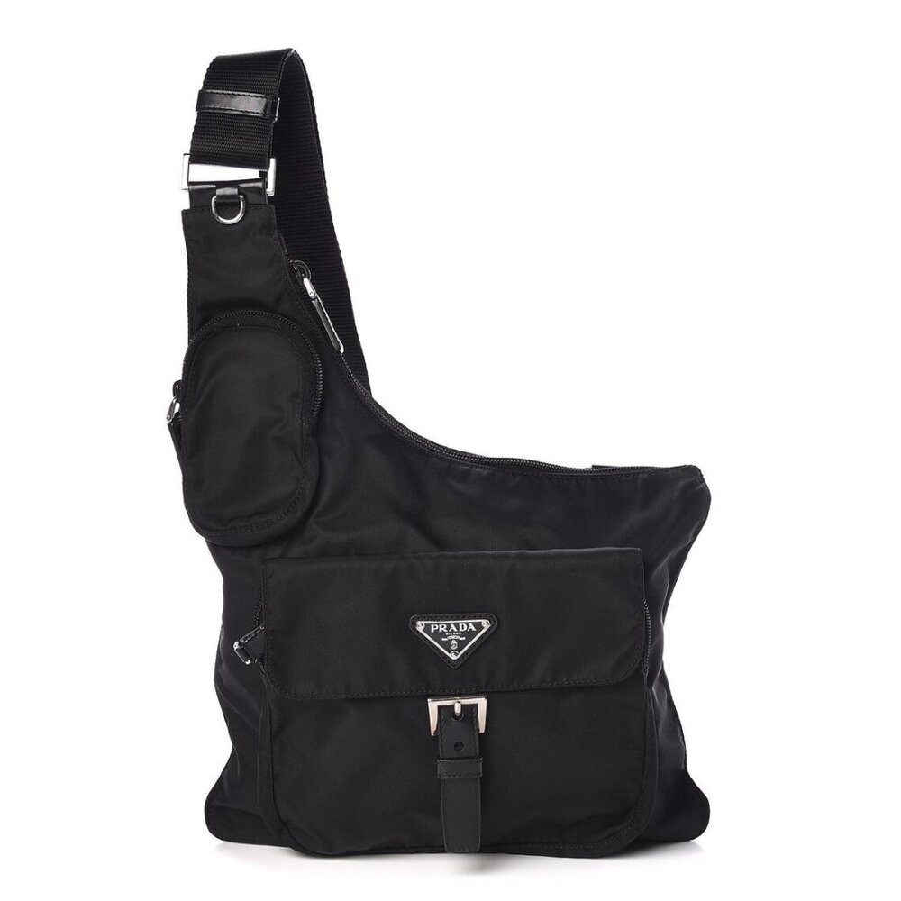 Prada Nylon Tessuto Vela Messenger Bag Black